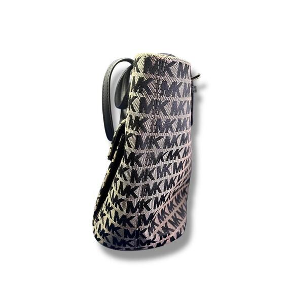 Michael Kors Monogram MK Medium Jet Set Tote Bag Khaki Canvas with Leather Trim - Picture 3 of 9